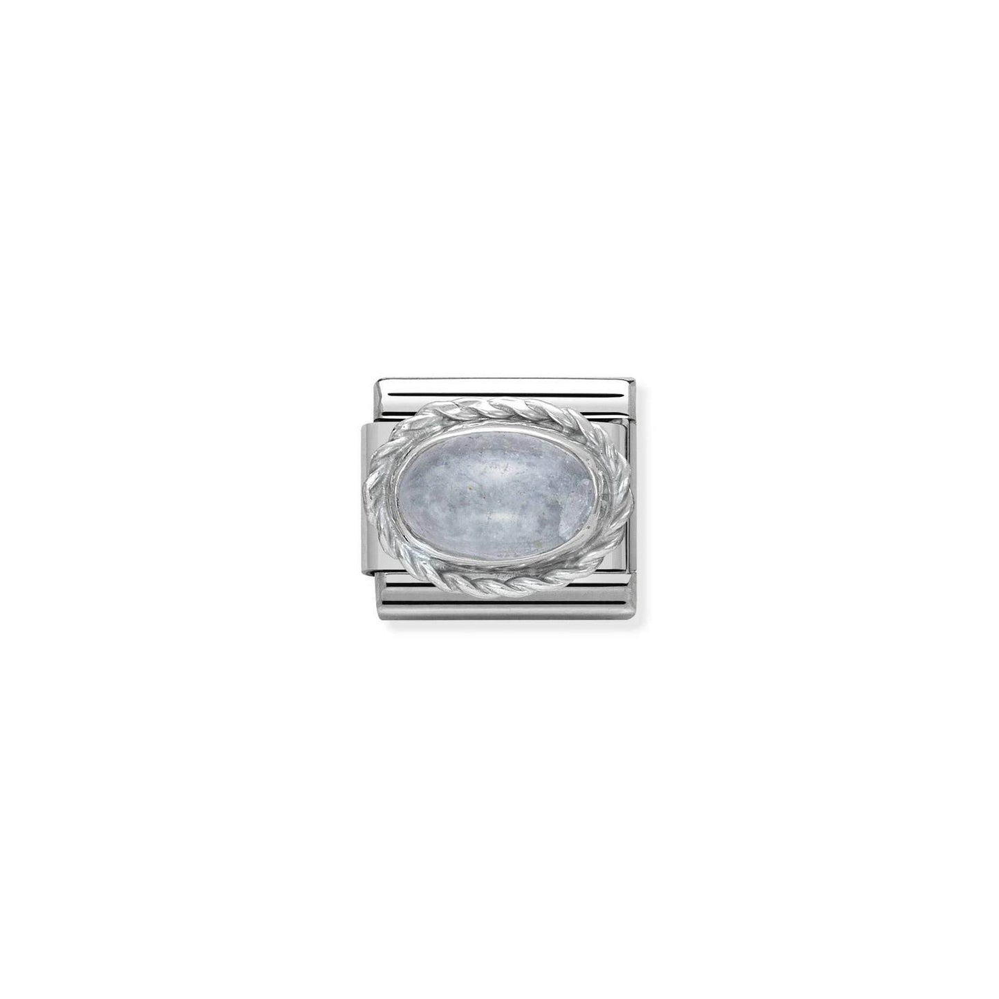 Composable Classic Dekoratif Link - Taşlar Oval - AKUAMARİN - (01 AQUAMARINE) 925 Gümüş