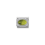 Composable Classic Dekoratif Link - Taşlar Oval - Peridot - (05 PERIDOT) 925 Gümüş