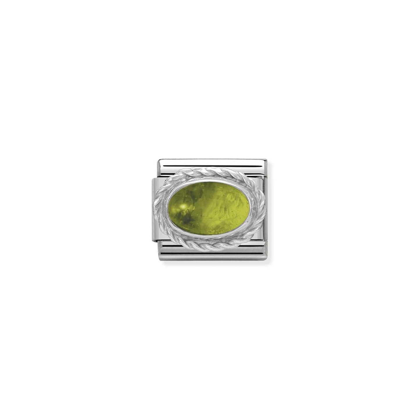 Composable Classic Dekoratif Link - Taşlar Oval - Peridot - (05 PERIDOT) 925 Gümüş