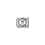 Composable Classic Dekoratif Link - Taşlar Yüzey İşlemeli - Beyaz - (010 White) 925 Gümüş