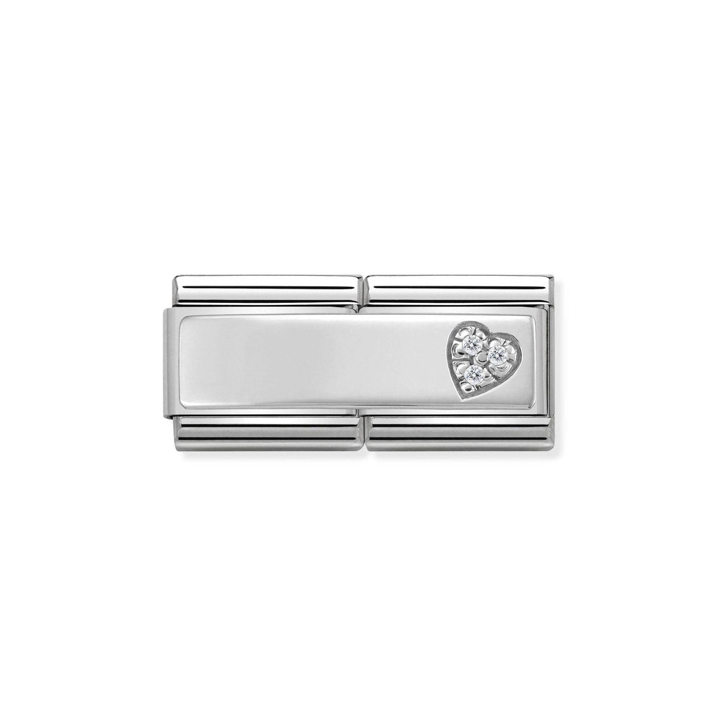 Composable Classic Dekoratif Link - İkili Semboller - Kalp - (09 Heart with CZ) 925 Gümüş