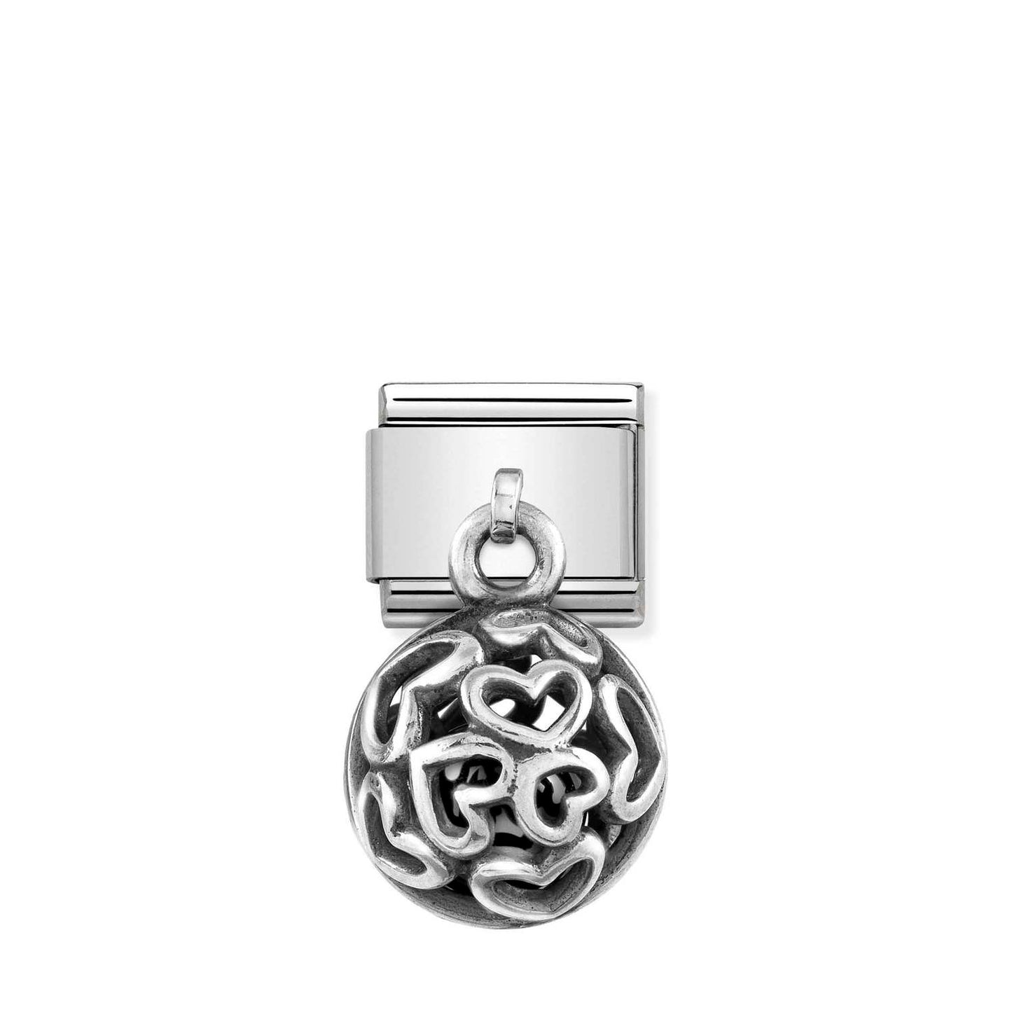 Composable Classic Dekoratif Charm - Charm Yuvarlak Kafes - Geometrik Taşlı -  925 Gümüş