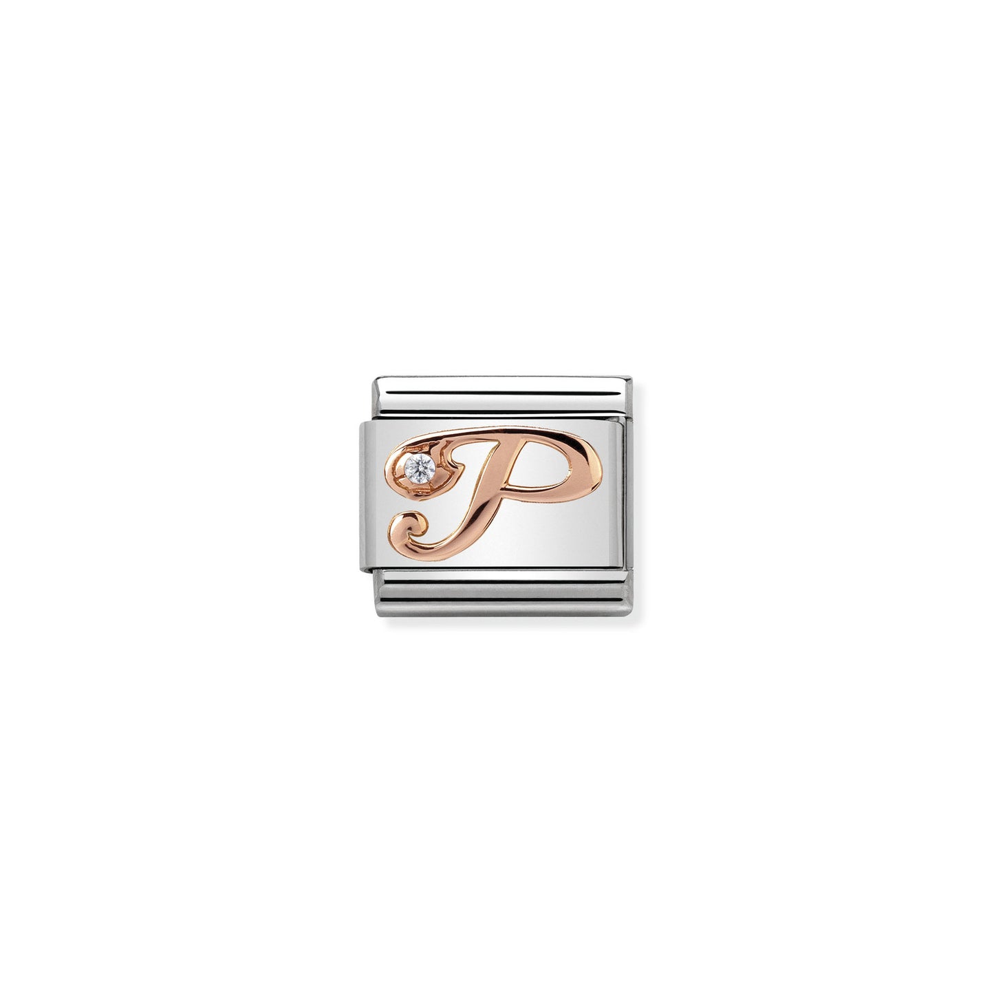 Composable Classic Dekoratif Link - Harfler - P - (16 P) 9K Rose Altın Zirkon