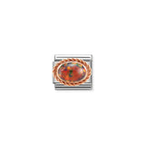 Composable Classic Dekoratif Link - Taşlar Oval - Kırmızı opal -  9K Rose Altın