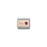 Composable Classic Dekoratif Link - Ay Taşları - Ocak Garnet -  9K Rose Altın