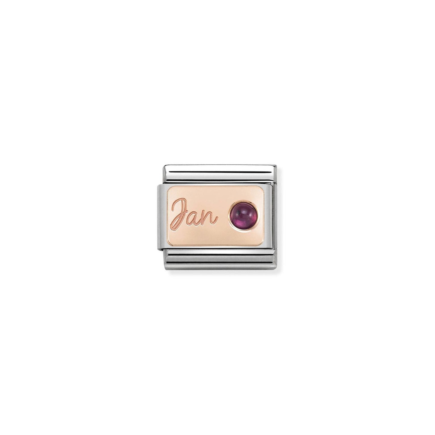 Composable Classic Dekoratif Link - Ay Taşları - Ocak Garnet -  9K Rose Altın