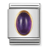 Composable Big Dekoratif Link - Taşlar Oval - AMETİST - (02 AMETHYST) 18K Altın