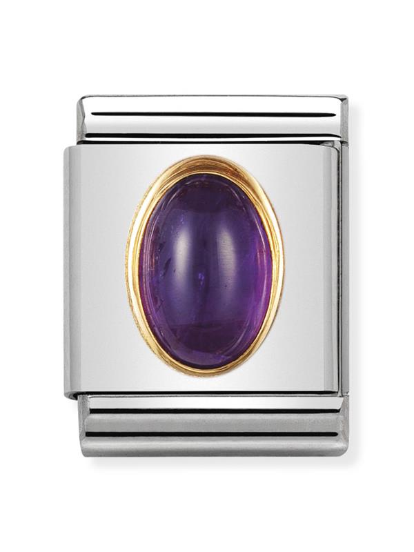 Composable Big Dekoratif Link - Taşlar Oval - AMETİST - (02 AMETHYST) 18K Altın