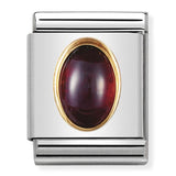 Composable Big Dekoratif Link - Taşlar Oval - Garnet - (03 GARNET) 18K Altın