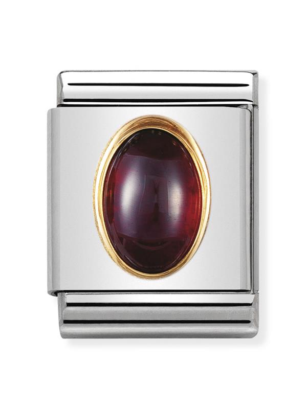 Composable Big Dekoratif Link - Taşlar Oval - Garnet - (03 GARNET) 18K Altın