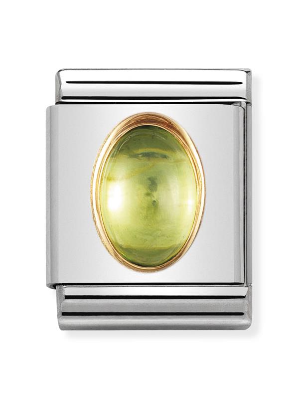 Composable Big Dekoratif Link - Taşlar Oval - Peridot - (05 PERIDOT) 18K Altın