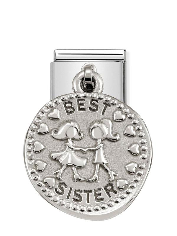 Composable Classic Dekoratif Charm - Charm Dilekler - En iyi kız kardeş -  925 Gümüş