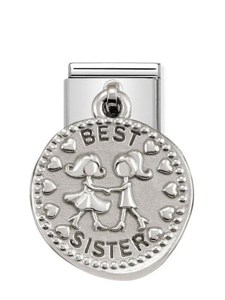 Composable Classic Dekoratif Charm - Charm Dilekler - En iyi kız kardeş -  925 Gümüş