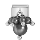 Composable Classic Dekoratif Charm - Charm Kristal İnci - Siyah inci -  İnci