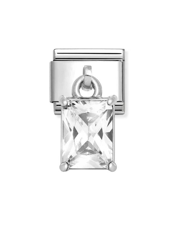 Composable Classic Dekoratif Charm - Charm Kübik Zirkon - Beyaz baget -  925 Gümüş