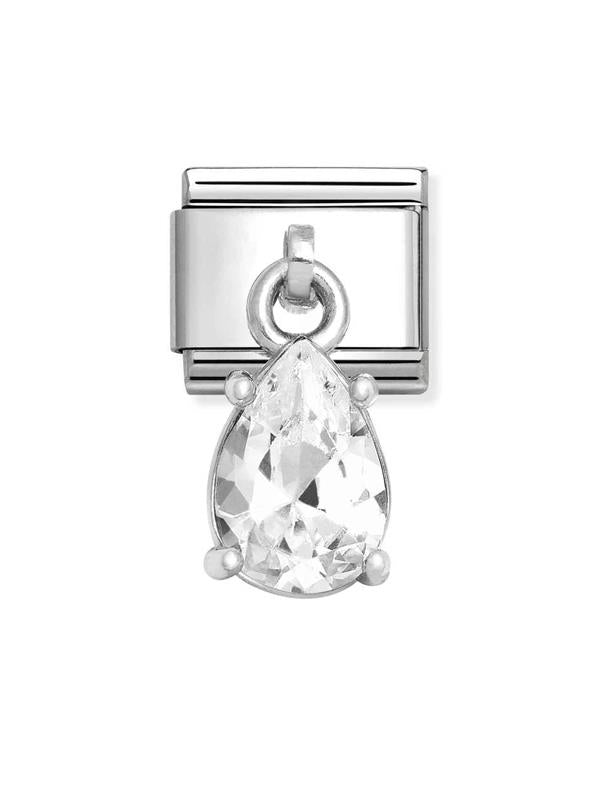 Composable Classic Dekoratif Charm - Charm Kübik Zirkon - Beyaz damla -  925 Gümüş