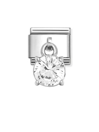 Composable Classic Dekoratif Charm - Charm Kübik Zirkon - Beyaz Yuvarlak -  925 Gümüş