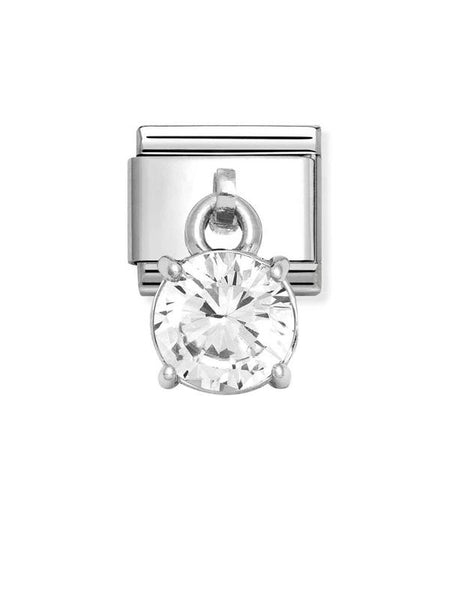 Composable Classic Dekoratif Charm - Charm Kübik Zirkon - Beyaz Yuvarlak -  925 Gümüş
