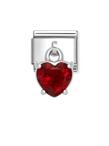 Composable Classic Dekoratif Charm - Charm Kübik Zirkon - kırmızı kalp -  925 Gümüş