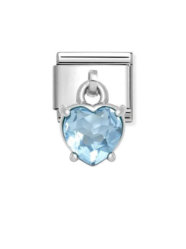 Composable Classic Dekoratif Charm - Charm Kübik Zirkon - Mavi kalp -  925 Gümüş