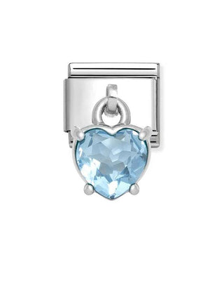 Composable Classic Dekoratif Charm - Charm Kübik Zirkon - Mavi kalp -  925 Gümüş