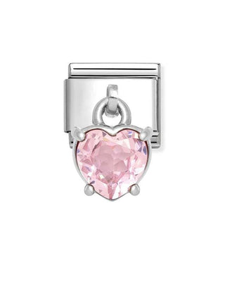 Composable Classic Dekoratif Charm - Charm Kübik Zirkon - Pembe kalp -  925 Gümüş