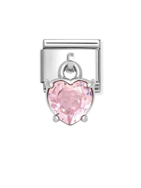Composable Classic Dekoratif Charm - Charm Kübik Zirkon - Pembe kalp -  925 Gümüş