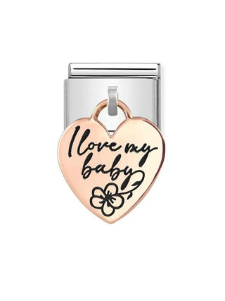 Composable Classic Dekoratif Charm - Charm Plakalar - Bebeğimi seviyorum -  9K Rose Altın