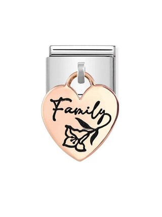 Composable Classic Dekoratif Charm - Charm Plakalar - Kalp Aile -  9K Rose Altın