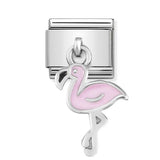 Composable Classic Dekoratif Charm - Charm Semboller - Flamingo - (12 Flamingo) 925 Gümüş