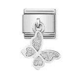 Composable Classic Dekoratif Charm - Charm Semboller - Parıltılı kelebek -  925 Gümüş