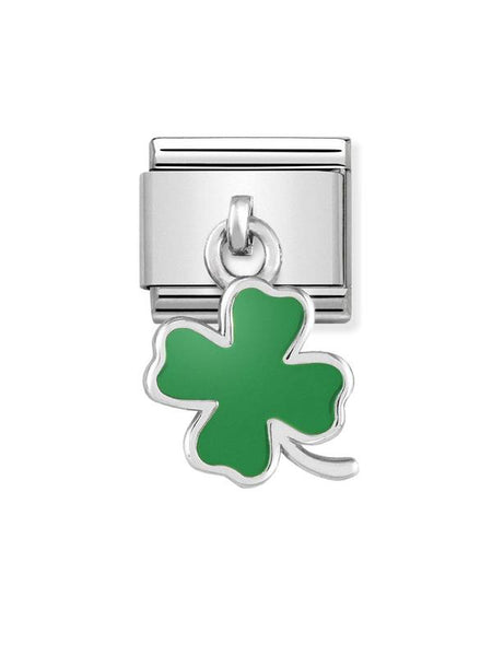 Composable Classic Dekoratif Charm - Charm Semboller - Yeşil Dört Yaprak Yonca -  925 Gümüş