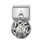 Composable Classic Dekoratif Charm - Charm Yuvarlak Kafes - Geometrik Taşlı -  925 Gümüş