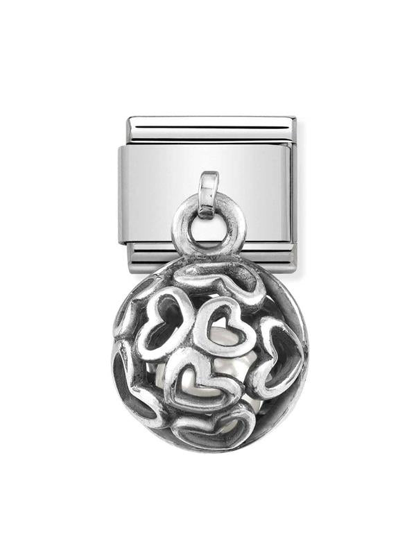 Composable Classic Dekoratif Charm - Charm Yuvarlak Kafes - Geometrik Taşlı -  925 Gümüş