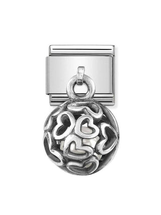 Composable Classic Dekoratif Charm - Charm Yuvarlak Kafes - Geometrik Taşlı -  925 Gümüş