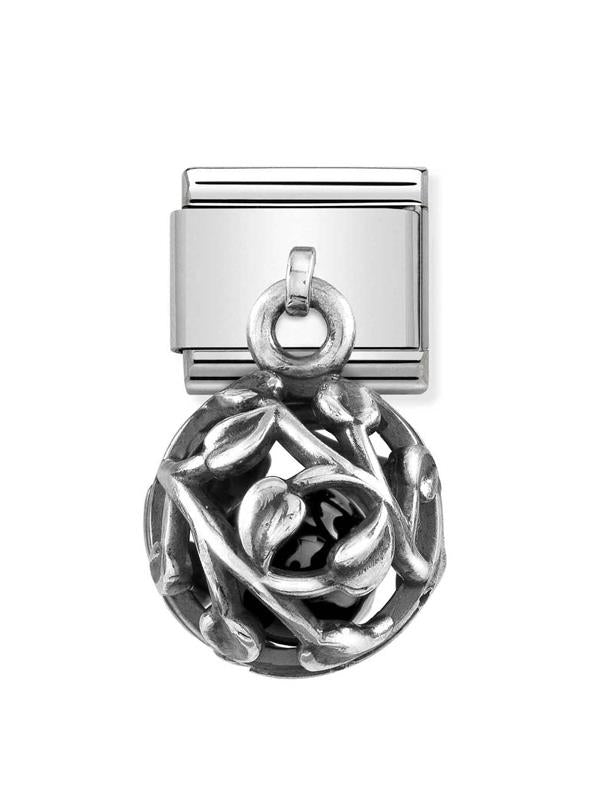 Composable Classic Dekoratif Charm - Charm Yuvarlak Kafes - Geometrik Taşlı -  925 Gümüş