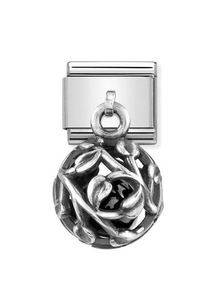 Composable Classic Dekoratif Charm - Charm Yuvarlak Kafes - Geometrik Taşlı -  925 Gümüş