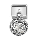 Composable Classic Dekoratif Charm - Charm Yuvarlak Kafes - Geometrik Taşlı -  925 Gümüş