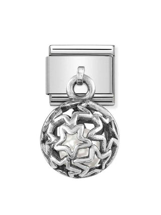 Composable Classic Dekoratif Charm - Charm Yuvarlak Kafes - Geometrik Taşlı -  925 Gümüş