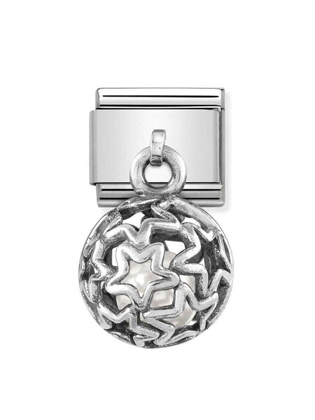 Composable Classic Dekoratif Charm - Charm Yuvarlak Kafes - Geometrik Taşlı -  925 Gümüş