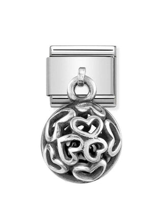 Composable Classic Dekoratif Charm - Charm Yuvarlak Kafes - Geometrik Taşlı -  925 Gümüş