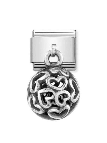 Composable Classic Dekoratif Charm - Charm Yuvarlak Kafes - Geometrik Taşlı -  925 Gümüş