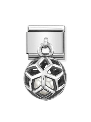 Composable Classic Dekoratif Charm - Charm Yuvarlak Kafes - Geometrik Taşlı -  925 Gümüş