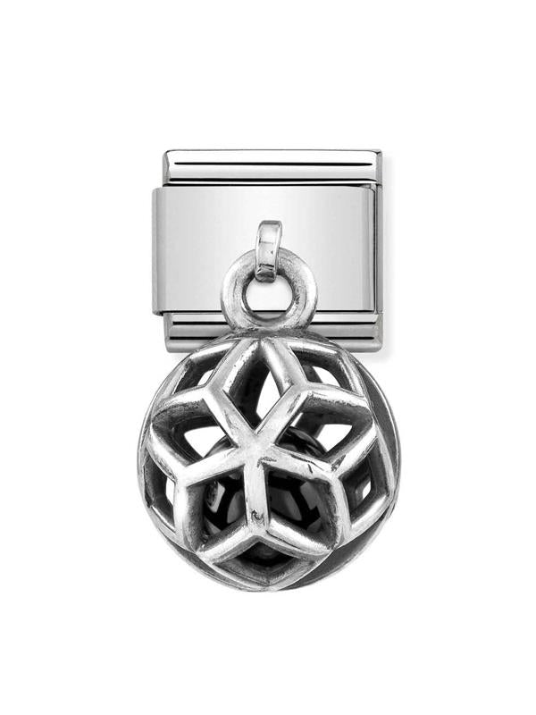 Composable Classic Dekoratif Charm - Charm Yuvarlak Kafes - Geometrik Taşlı -  925 Gümüş