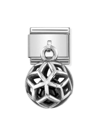 Composable Classic Dekoratif Charm - Charm Yuvarlak Kafes - Geometrik Taşlı -  925 Gümüş
