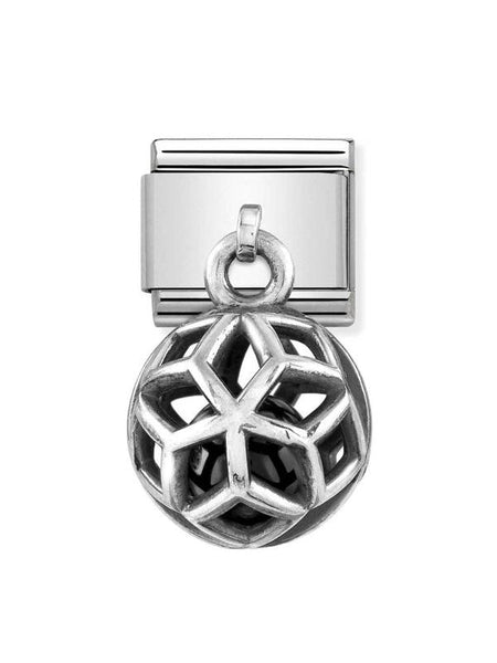 Composable Classic Dekoratif Charm - Charm Yuvarlak Kafes - Geometrik Taşlı -  925 Gümüş