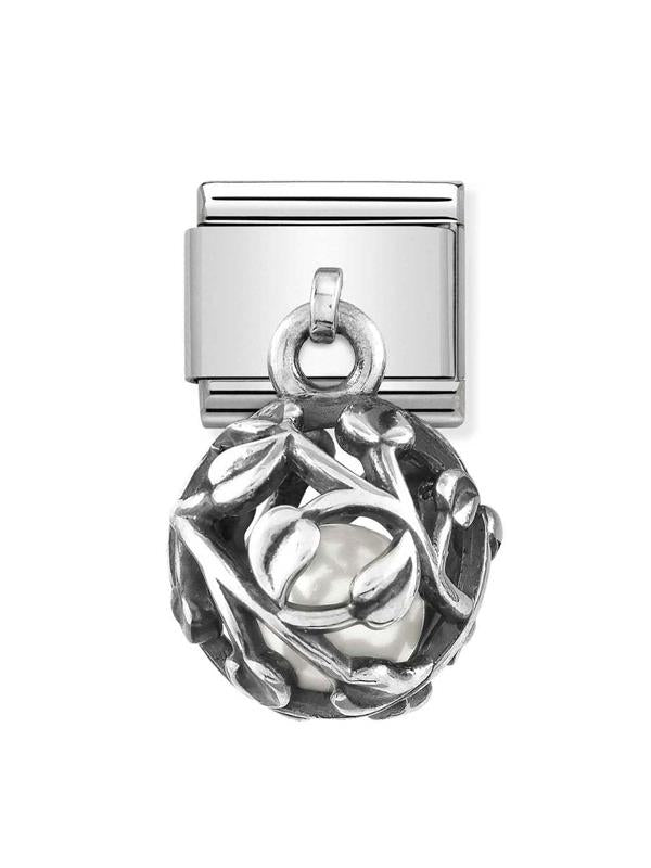 Composable Classic Dekoratif Charm - Charm Yuvarlak Kafes - Geometrik Taşlı -  925 Gümüş
