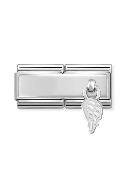 Composable Classic Dekoratif Charm - İkili Charm - Beyaz kanat -  925 Gümüş