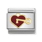 Composable Classic Dekoratif Link - Aşk - Anahtarlı Kalp - (47 Heart with key) 18K Altın