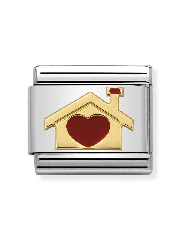 Composable Classic Dekoratif Link - Aşk - Kalpli Ev - (07 Home with heart) 18K Altın